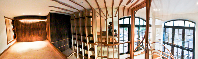 Illustration for article titled Bendy Wooden Room Snaps Together Like Tetris, Takes Over House